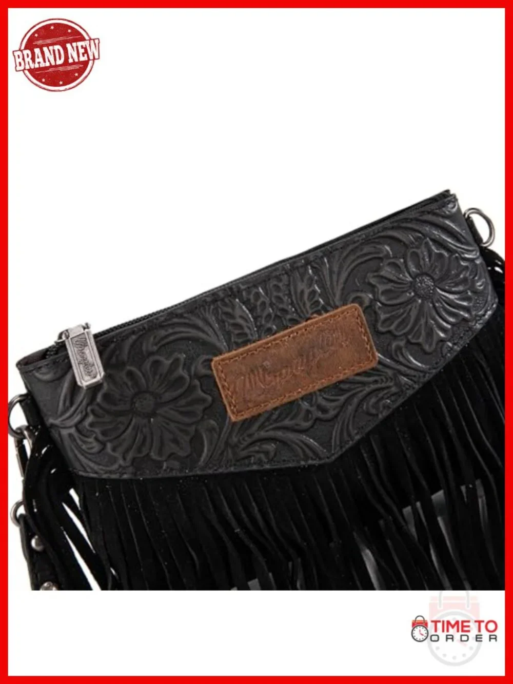 Faux Leather Fringe Crossbody Purse with Wristlet